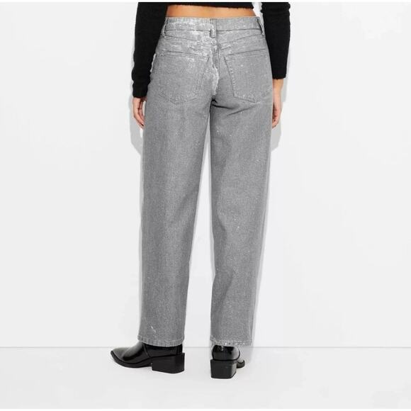 Wild Fable Mid-Rise 90's Relaxed Straight Jeans Sparkle Dark Gray Size 6 - Picture 3 of 6
